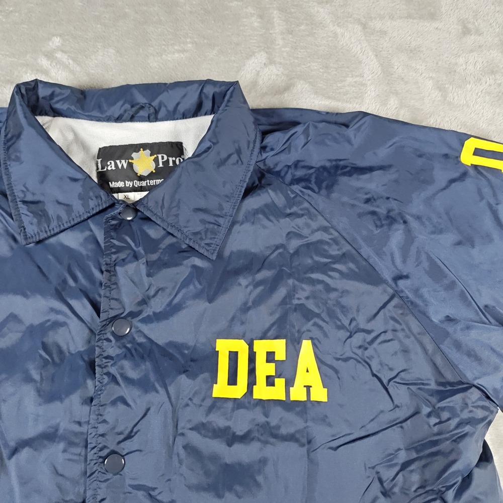 DEA Jacket Mens XL Navy Blue  LawPro Coach Windbreaker Waterproof Snap Front - Picture 3 of 9